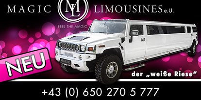 Hochzeitsauto-Vermietung - Marke: Hummer - Itter - ...unser neuester Zugang: Hummer Limousine in weiß  - HUMMER Limousine von Magic Limousines