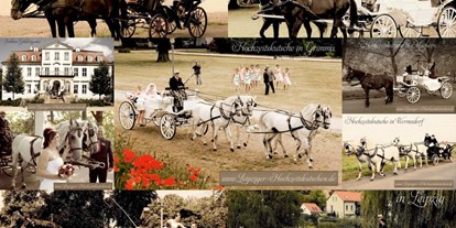 Hochzeitsauto-Vermietung - Farbe: Weiß - Elbeland - Pferdekutschen Auswahl - Weiße Glaslandauer Hochzeitskutsche von Leipzig-Oldtimer.de - Hochzeitsautos mit Chauffeur