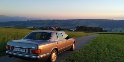 Hochzeitsauto-Vermietung - Farbe: Gelb - PLZ 5745 (Schweiz) - Mercedes-Benz 500 SEL, Langversion