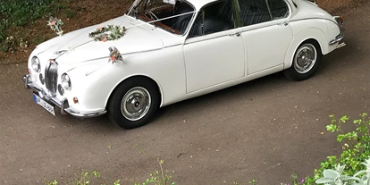 Hochzeitsauto-Vermietung - Farbe: Weiß - Ostfildern - Jaguar MK 2 / 340 mit Faltdach