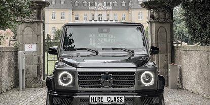 Hochzeitsauto-Vermietung - Chauffeur: Chauffeur buchbar - PLZ 59558 (Deutschland) - Fahrzeug von vorne. - Mercedes G-Klasse G500