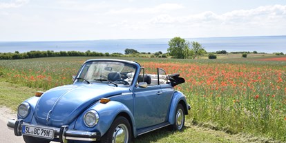 Hochzeitsauto-Vermietung - Farbe: Blau - Handewitt - VW Käfer Cabrio