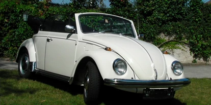Hochzeitsauto-Vermietung - Einzugsgebiet: national - Wien-Stadt - VW Käfer Cabrio Karmann Baujahr 1967 in weiss für Ihre Traumhochzeit - VW Käfer Karmann Cabrio von Handel & Vermietung Schratzenthaller e.U.