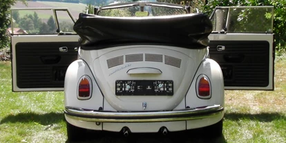 Hochzeitsauto-Vermietung - Einzugsgebiet: national - Wien-Stadt - VW Käfer Cabrio Karmann Baujahr 1967 in weiss für Ihre Traumhochzeit - VW Käfer Karmann Cabrio von Handel & Vermietung Schratzenthaller e.U.
