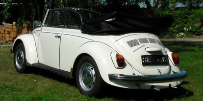 Hochzeitsauto-Vermietung - Einzugsgebiet: national - Wien-Stadt - VW Käfer Cabrio Karmann Baujahr 1967 in weiss für Ihre Traumhochzeit - VW Käfer Karmann Cabrio von Handel & Vermietung Schratzenthaller e.U.