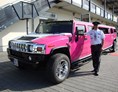 Hochzeitsauto: Hummer-Stretchlimousine in weiß-pink. - Hummer 2 -Stretchlimousine weiß - pink