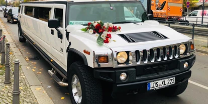 Hochzeitsauto-Vermietung - Shuttle Service - Berlin-Stadt Tempelhof - weiße Hummer H2 Stretchlimousine