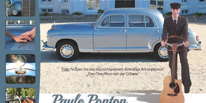 Hochzeitsauto-Vermietung - Marke: Mercedes Benz - Rheinland-Pfalz - www.paule-ponton.de
Mercedes-Benz 220S aus dem Jahre 1958
° Hochzeitsfahrten
° Erlebnisfahrten
° Foto, Film, Events
° Der Chauffeur mit Gesang & Gitarre
Standort: 56564 Neuwied - Hochzeits-Oldtimer Paule Ponton - Mercedes-Benz Ponton 220S, 1958, Hochzeits-Oldtimer aus Neuwied Koblenz
