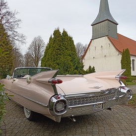 Hochzeitsauto: Traumhaftes Pink Cadillac 1959 Cabrio 