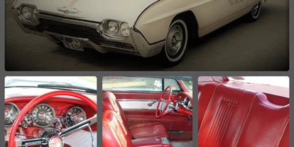 Hochzeitsauto-Vermietung - Mönchengladbach - Ford Thunderbird, 2-door Hardtop Coupé, 6,4 Ltr. V8, 300 PS, rote Lederausstattung, Corinthian White, Originalzustand - Ford Thunderbird 1963