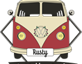 Hochzeitsauto: Logo Rusty - Bulli-Hochzeit.ch