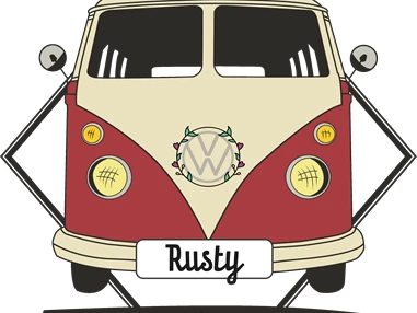 Hochzeitsauto: Logo Rusty - Hochzeitsbus-Bern