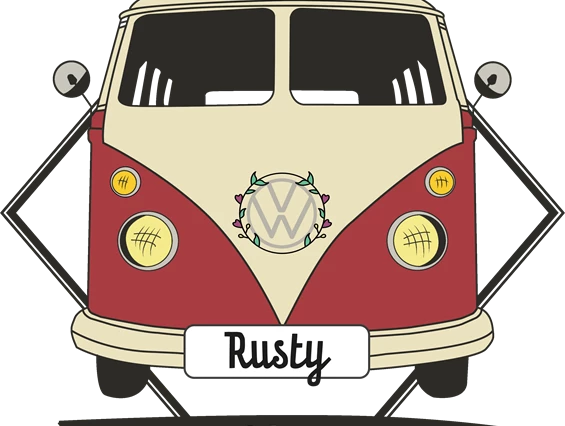 Hochzeitsauto: Logo Rusty - Hochzeitsbus-Bern