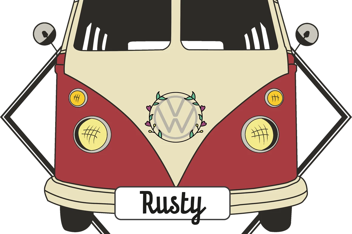 Hochzeitsauto: Logo Rusty - Hochzeitsbus-Bern