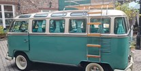 Hochzeitsauto-Vermietung - Art des Fahrzeugs: Oldtimer - Eschweiler - Dein Hochzeitsauto VW T1 Samba Bus türkis-weiss BJ 1968 
