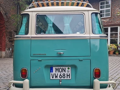 Hochzeitsauto-Vermietung - Mönchengladbach - Dein Hochzeitsauto VW T1 Samba Bus türkis-weiss BJ 1968