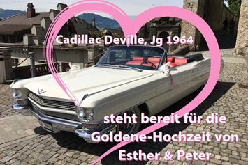 Hochzeitsauto: Geschenk-Gutscheine sind beliebt. - Oldtimer-Traumfahrt - Cadillac Deville Cabriolet, Jg. 1964